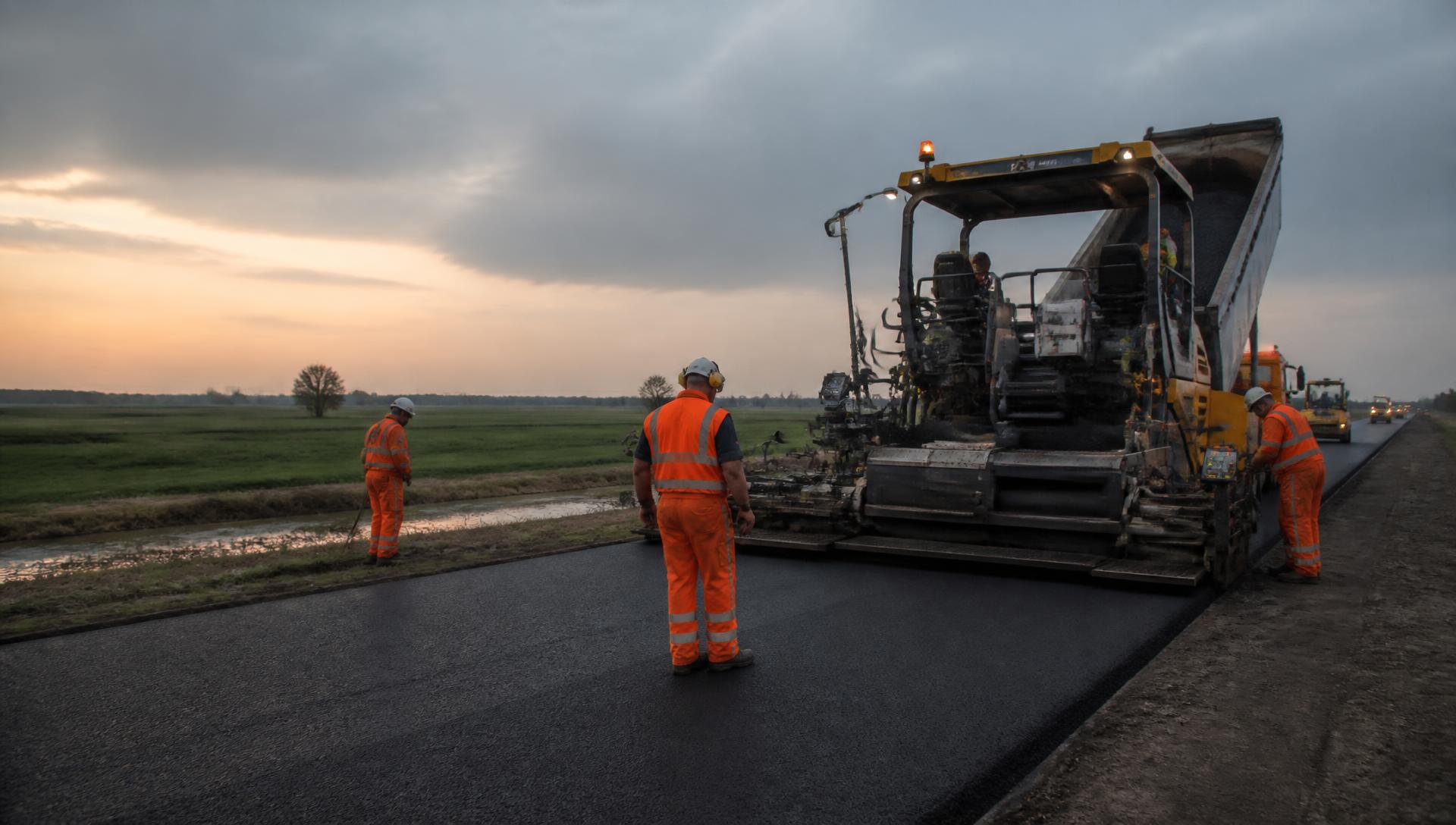 Asfaltwerkzaamheden in de grond-, weg- en waterbouw